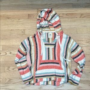 Rip Curl Red and White Striped Sweater